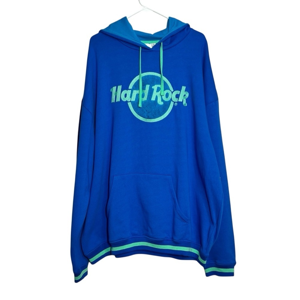 Hard Rock Cafe Hoodie Mens Size XXL Blue Green Pullover Logo NWT